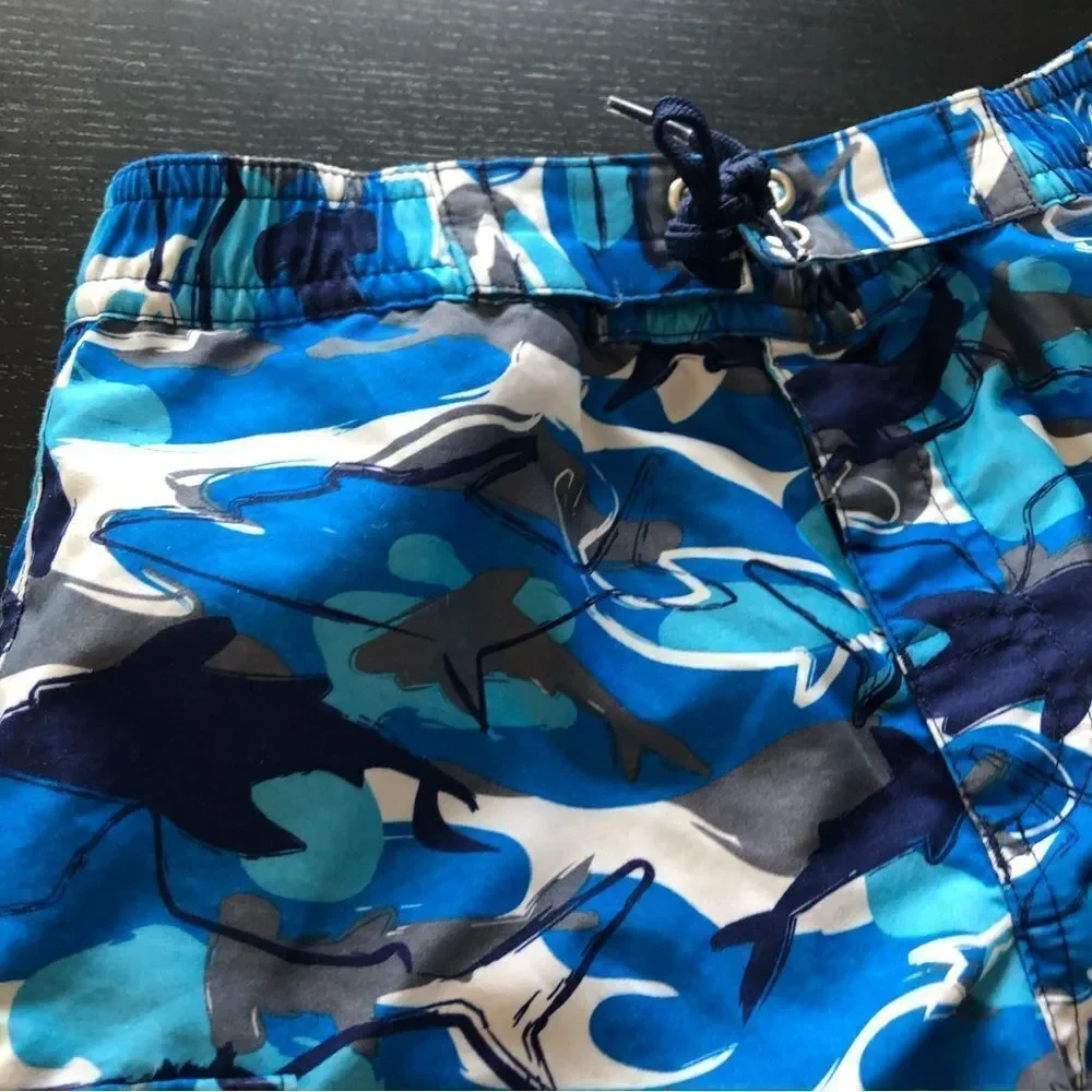 Hanna Andersson Shark‎ Swim Trunks Boys 5T Blue Swim